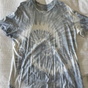 GAP Men's Spiral Tie-Dye Tee - Gray and White